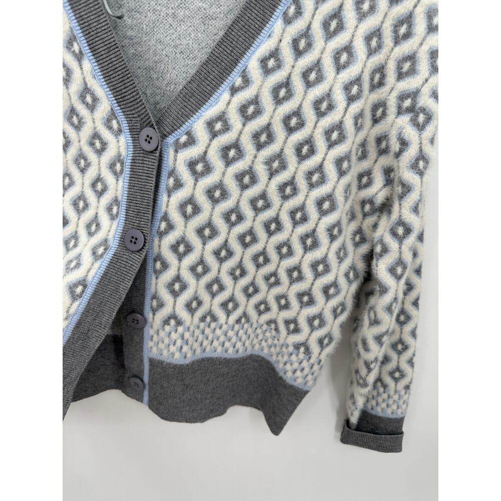 Cupcakes and cashmere Women Grey White Button Front Cardigan Sweater Size XS - Picture 3 of 7